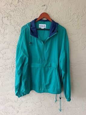 Honors Teal Nylon Pullover Windbreaker Jacket – Size L – 80s/90s